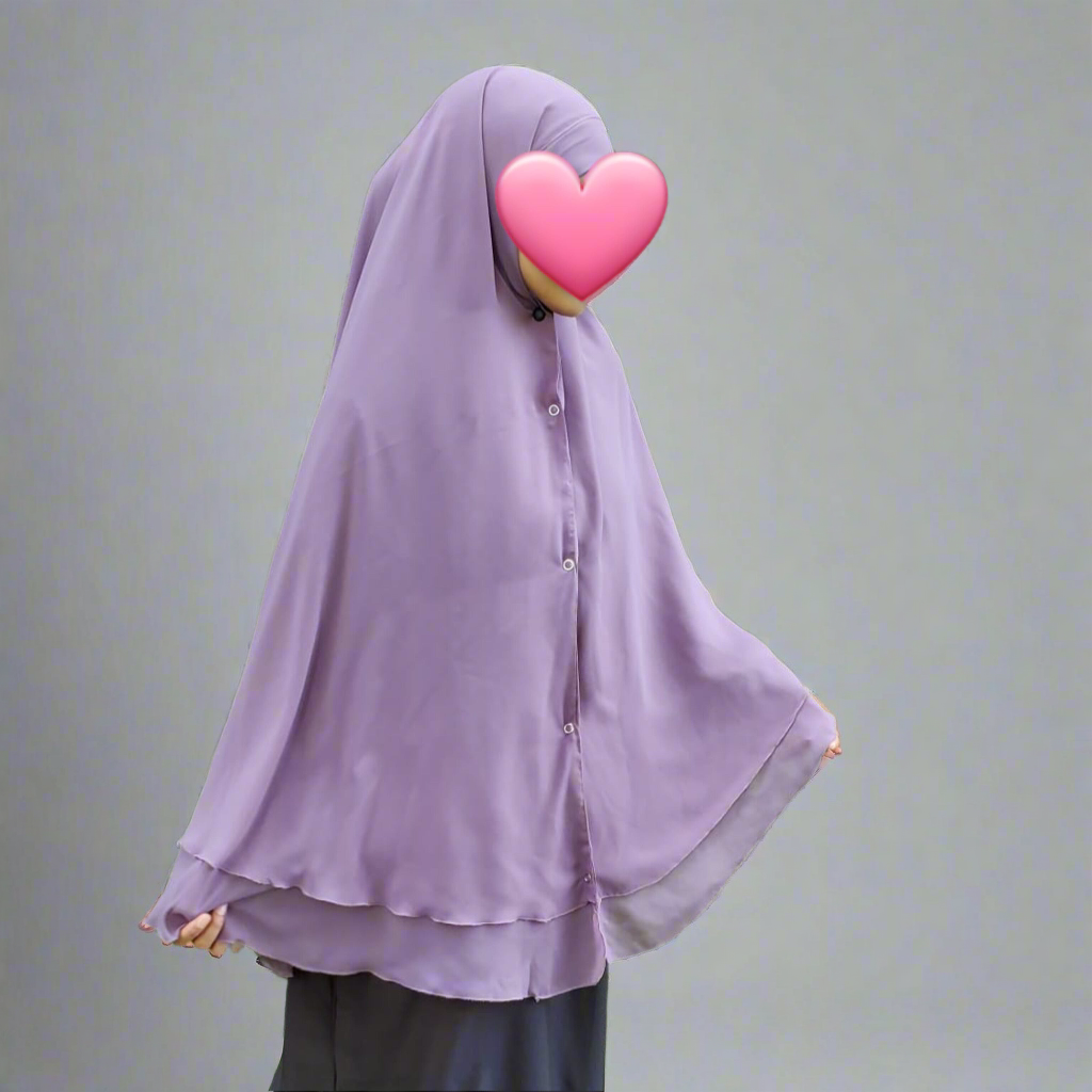 Premium Chiffon Double-Layered Buttoned Jilbab with Back Tie