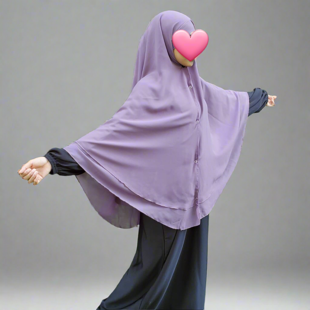 Premium Chiffon Double-Layered Buttoned Jilbab with Back Tie
