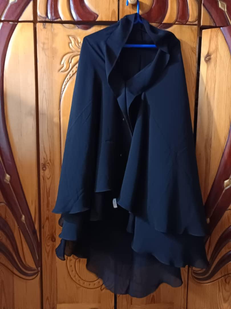 Premium black chiffon double-layered buttoned jilbab with elastic by Niqabik