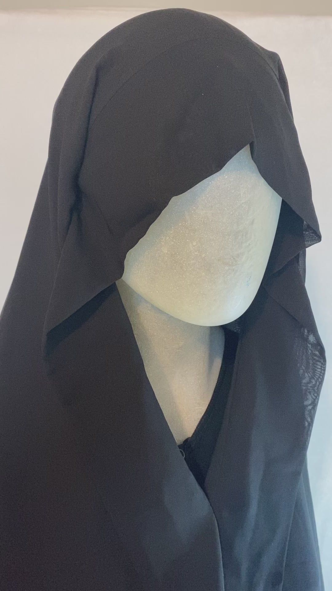 Premium black chiffon double-layered buttoned jilbab with elastic by Niqabik