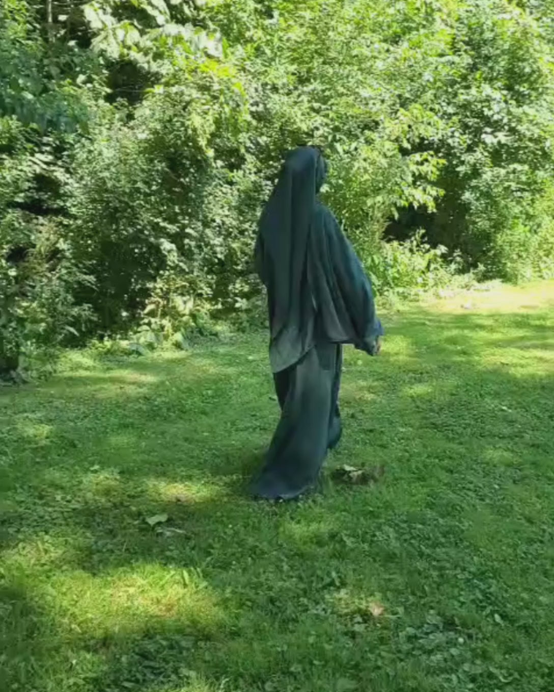 Forest Green Nida Closed Abaya With Matching Hijab