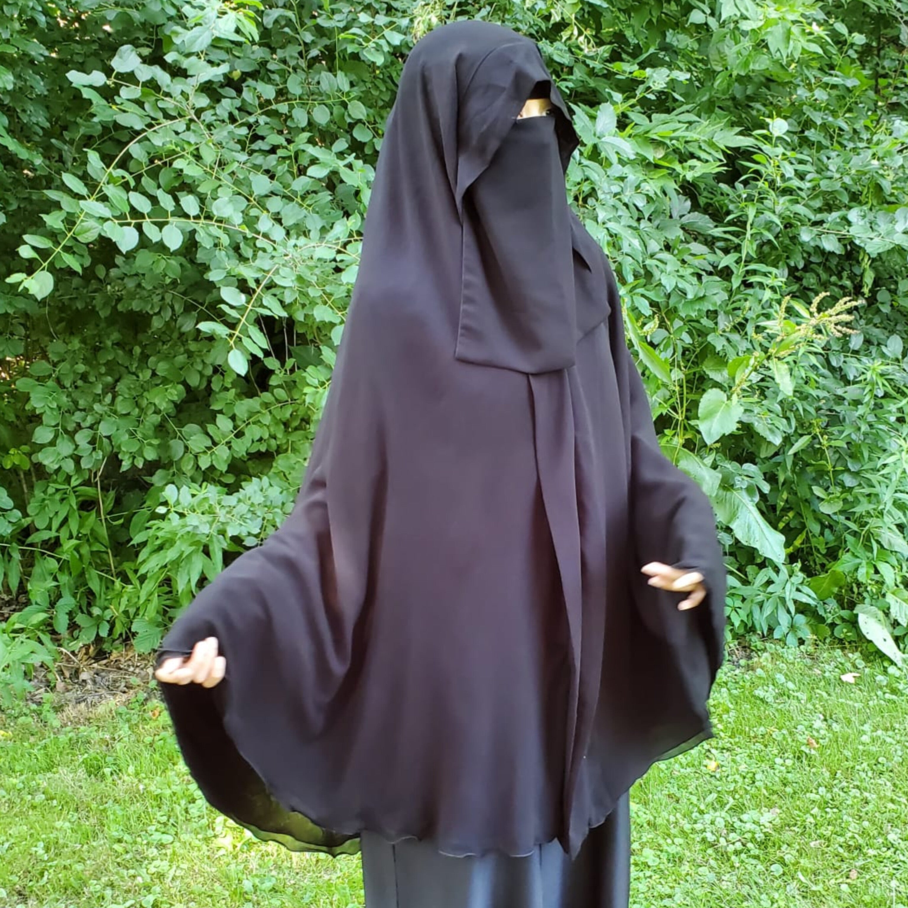 Premium Chiffon Double-Layer Buttoned Jilbab with Elastic | Ghashwa Style