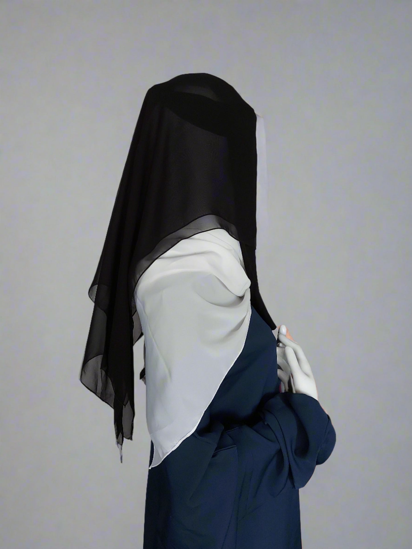 Pinch niqab with square cut double layers veil