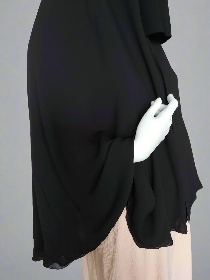 Chiffon Double-Layer Buttoned Jilbab, Black