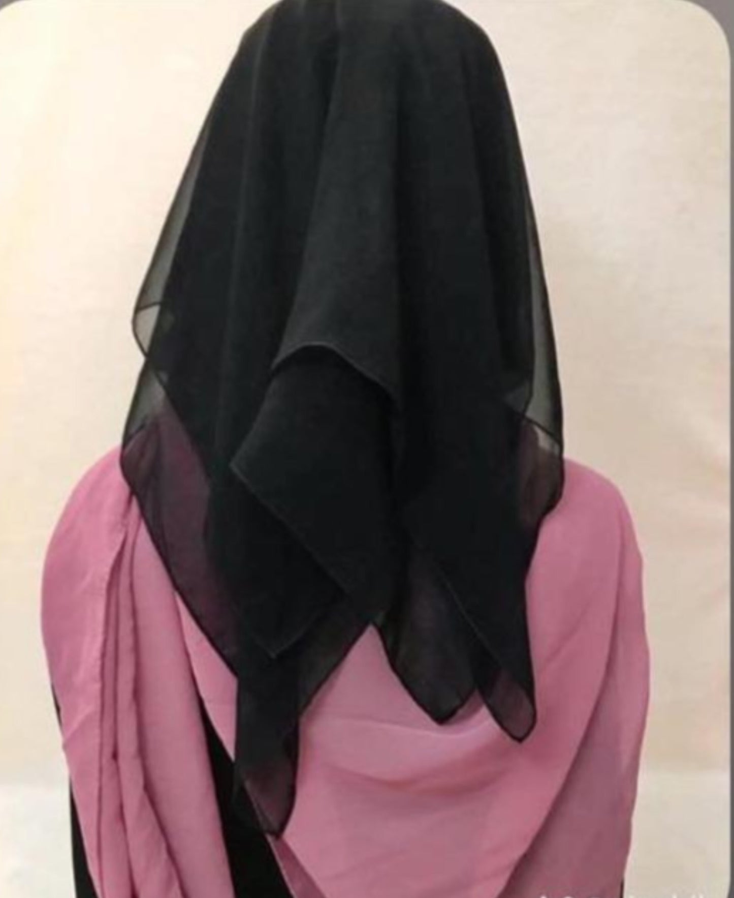 Niqab with short square cut double layered veil