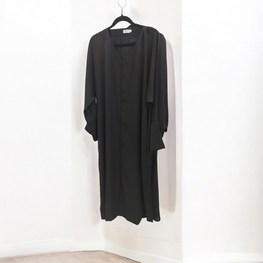 Front Buttoned Nida Abaya With Pockets