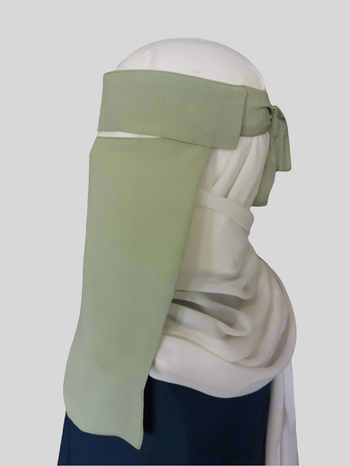 Chiffon Khimar Jilbab & Niqab Set – Pastel Green | Lightweight Modest Outfit