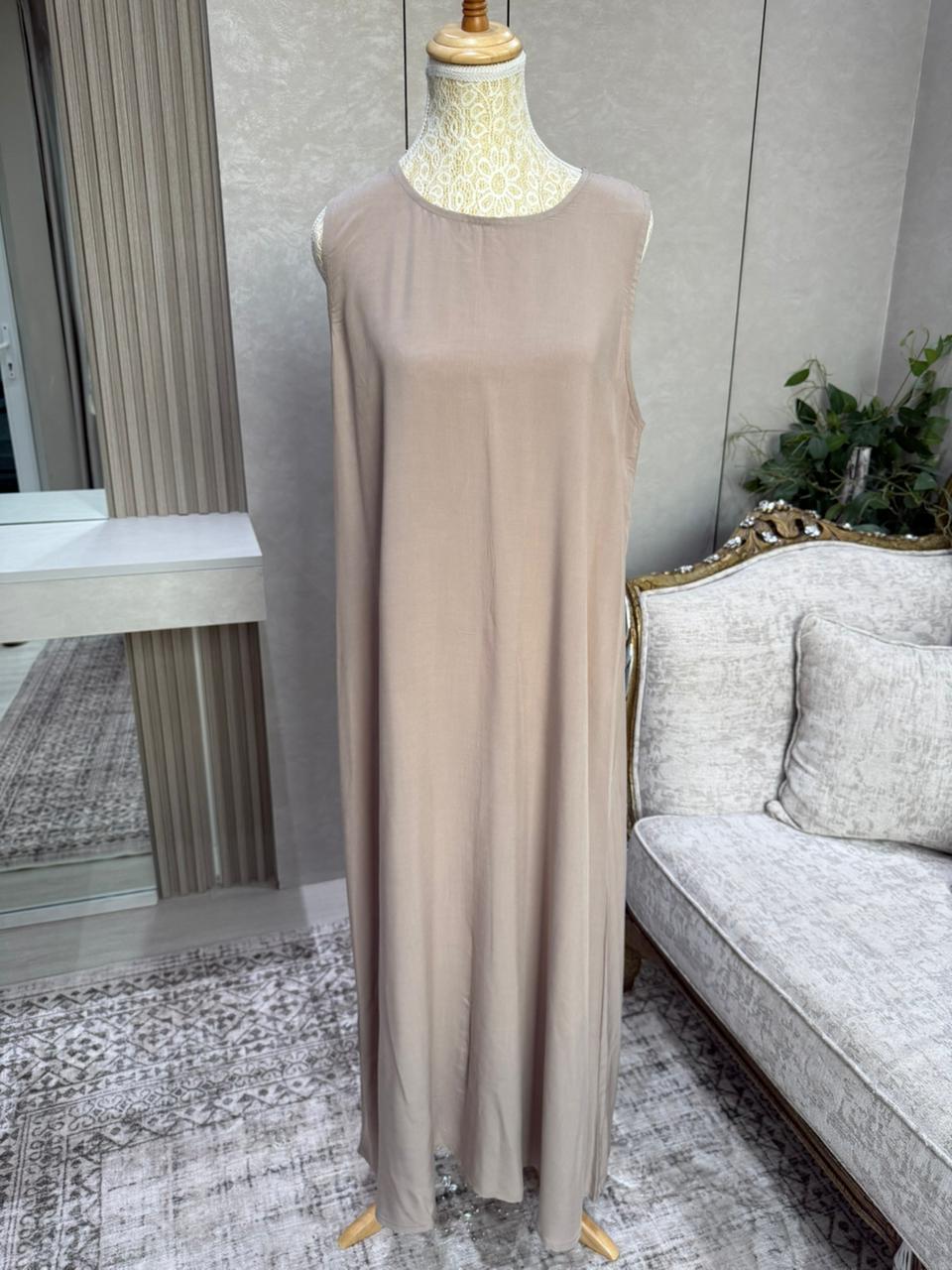 Linen Blend Abaya with Soft Rayon Inner Dress – Espresso, Olive & Tan | Niqabik