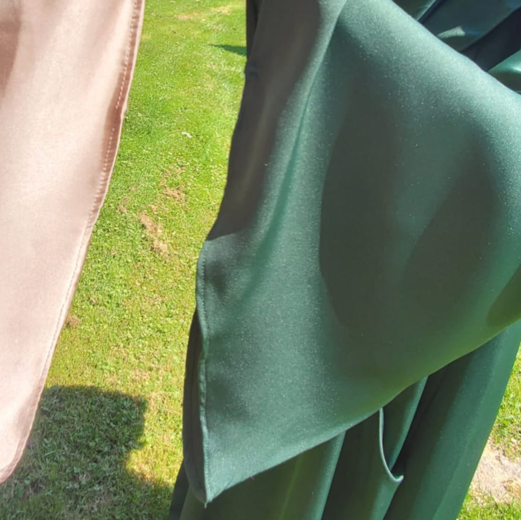 Forest Green Nida Closed Abaya With Matching Hijab