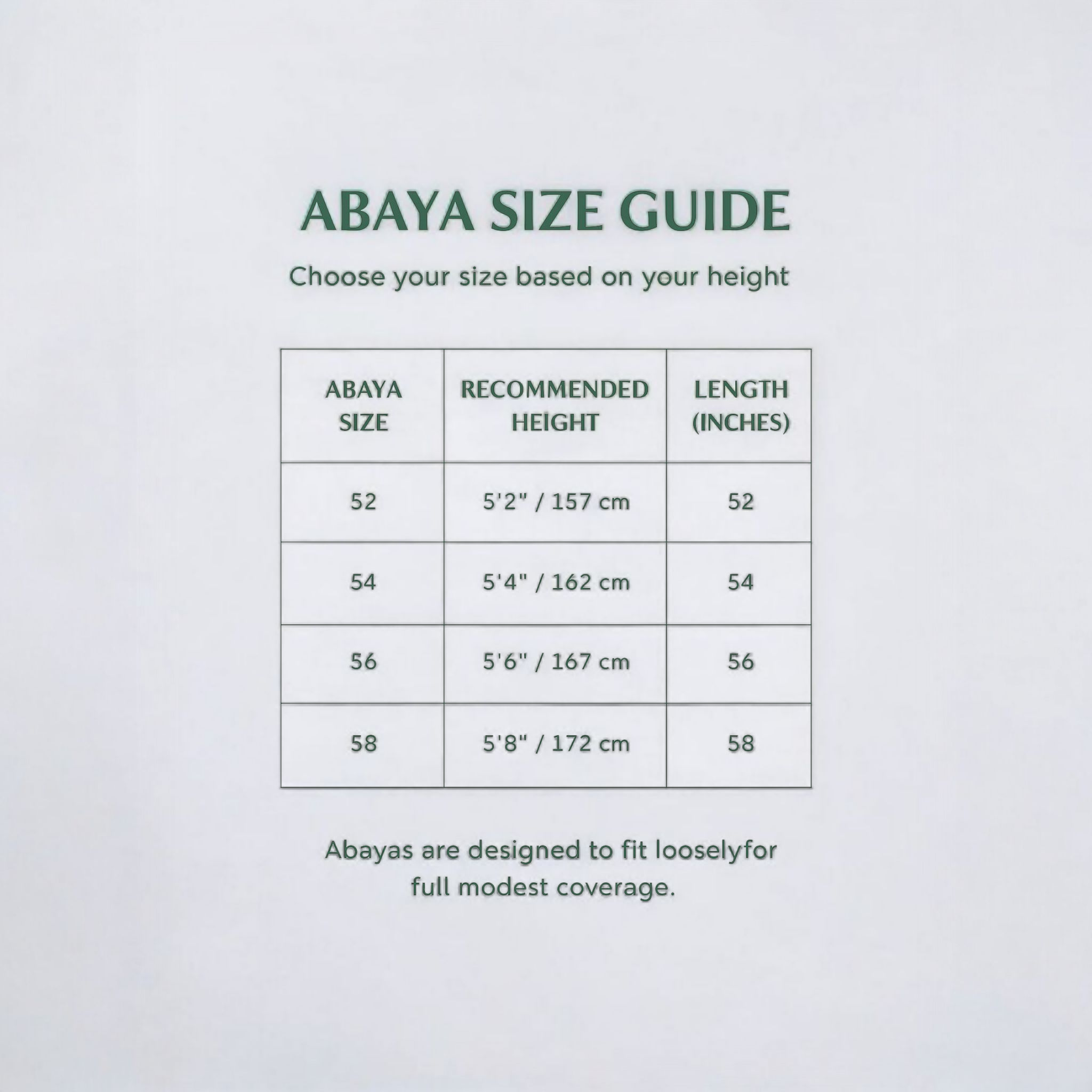 Forest Green Nida Closed Abaya With Matching Hijab