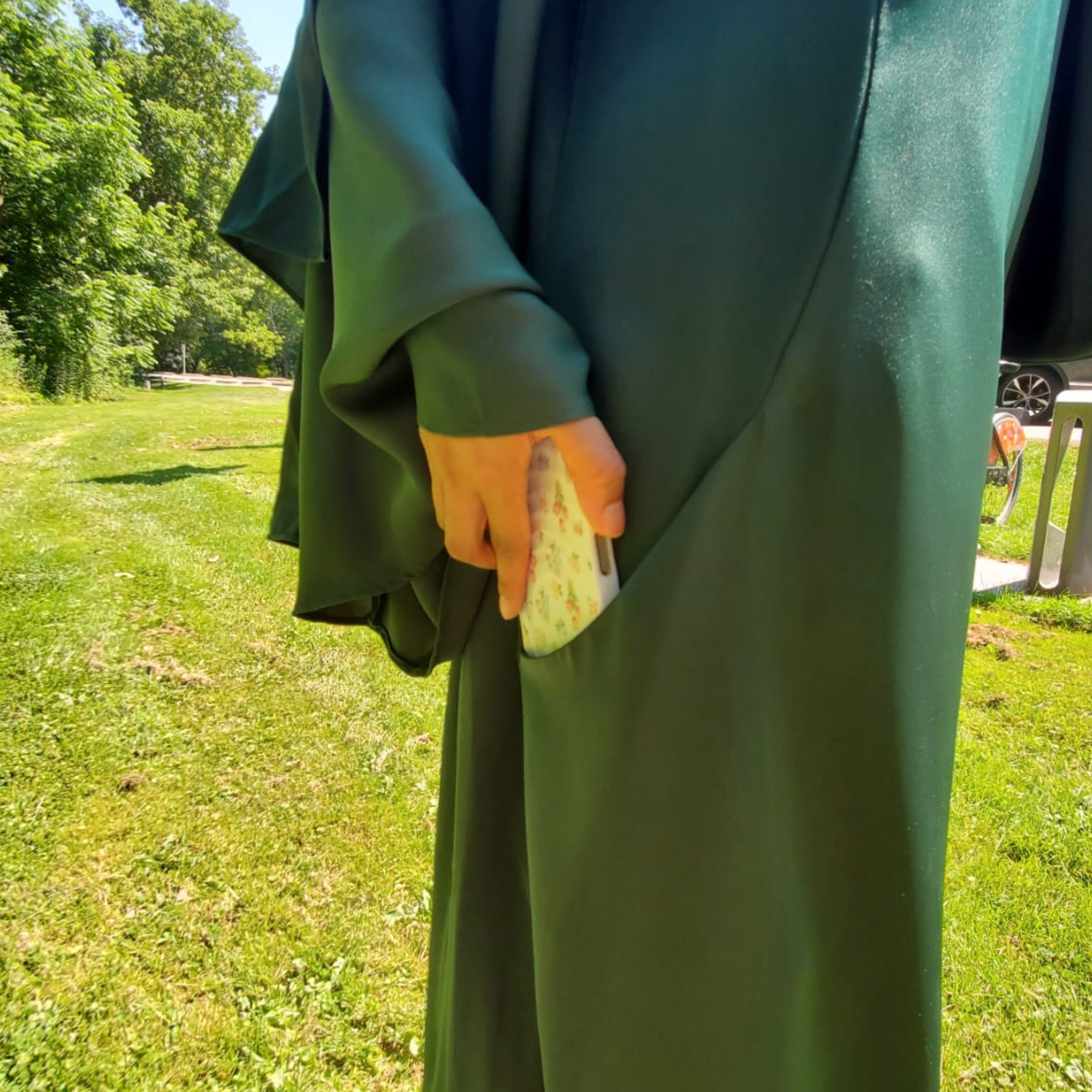 Forest Green Nida Closed Abaya With Matching Hijab