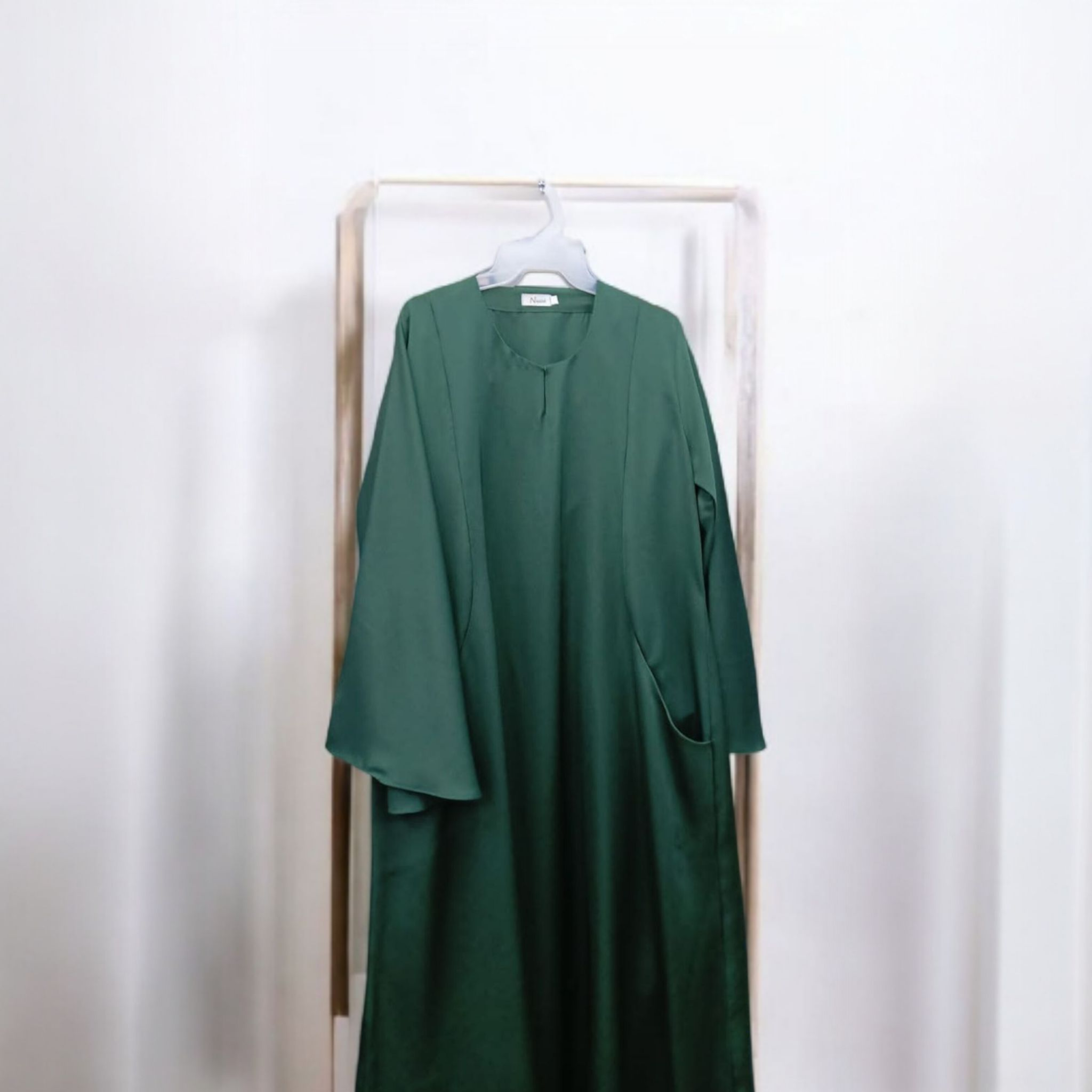 Forest Green Nida Closed Abaya With Matching Hijab