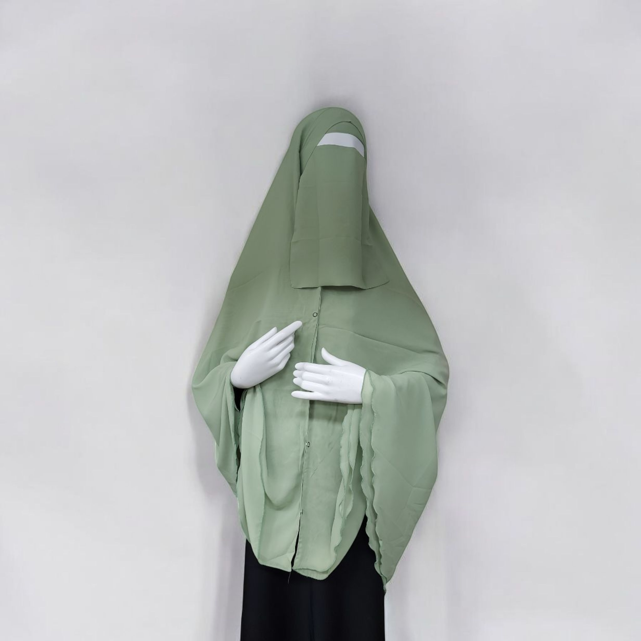 Chiffon Khimar Jilbab & Niqab Set – Pastel Green | Lightweight Modest Outfit