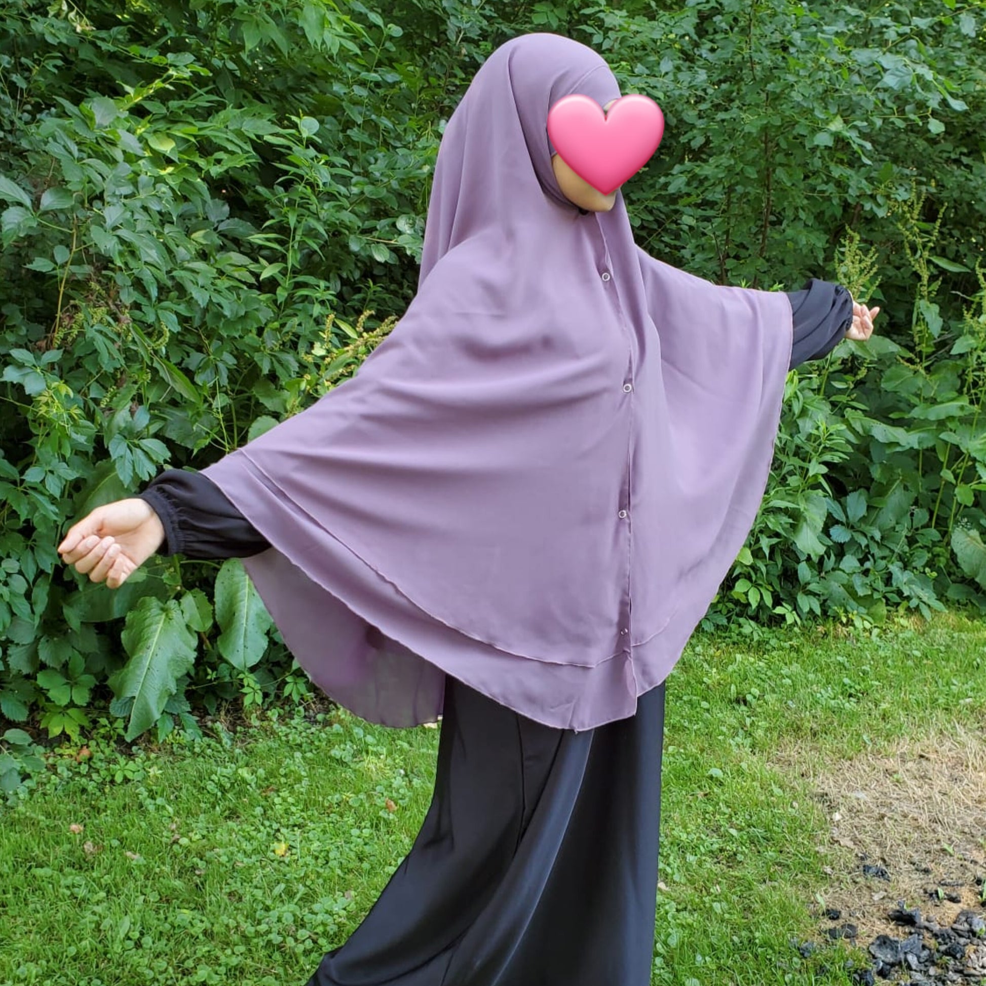 Premium Chiffon Double-Layered Buttoned Jilbab with Back Tie
